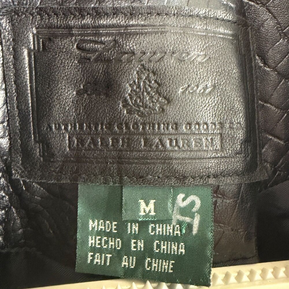 lauren ralph lauren women's vintage leather blazer jacket croc embossed medium - Picture 4 of 10